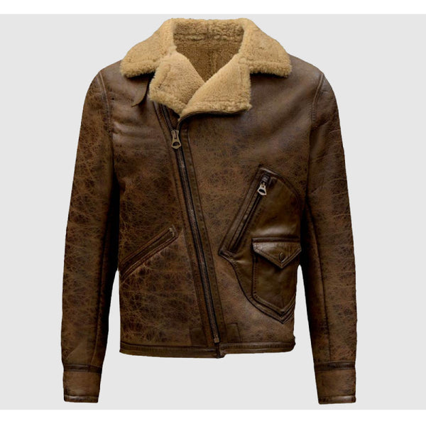 AJL Brown Leather Fur Jacket