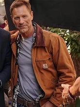 Aaron Eckhart The Bricklayer Brown Cotton Jacket