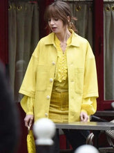 Lily Collins Emily in Paris S04 Yellow Leather Jacket