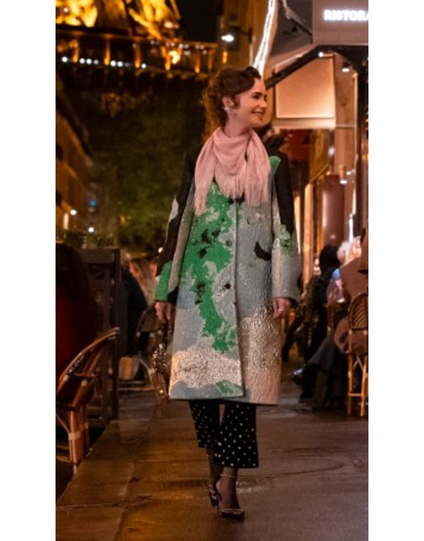 Emily In Paris S04 Lily Collins Jacquard Coat