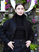 Dior Cruise Show Lily Collins Black Cotton Jacket