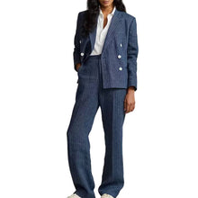 Emily in Paris S04 Thalia Besson blue pinstripe blazer and pant suit