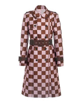 Emily In Paris S04 Lily Collins Pink Brown Checkered Trench Coat