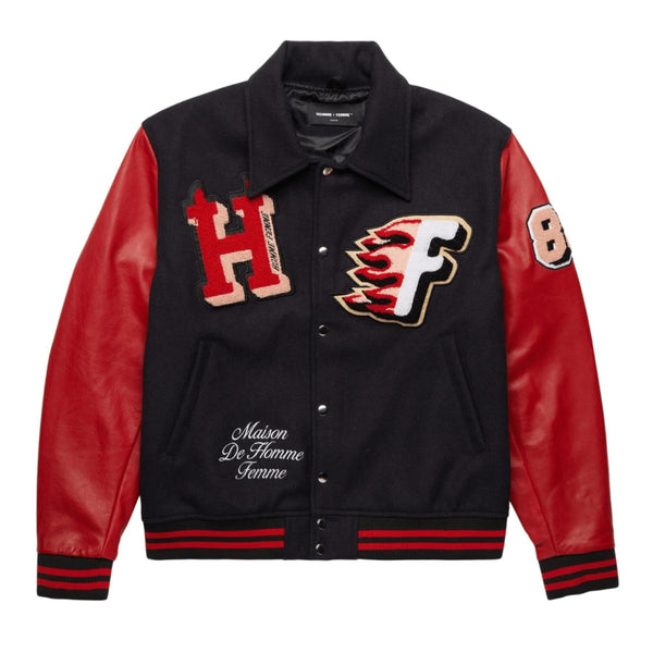 World Champs Homme Femme Letterman Black & Red Varsity Jacket