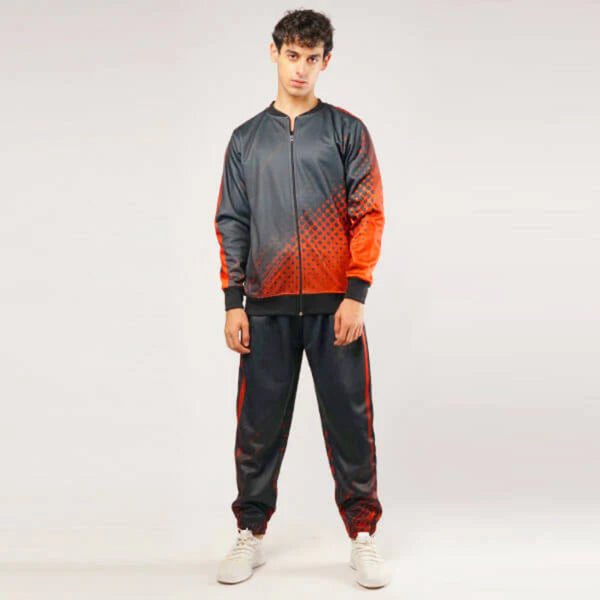 Black and Red Print Fleece Tracksuit