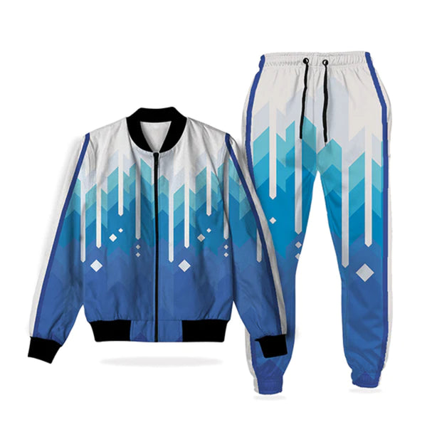 Blue And White Print Tracksuit