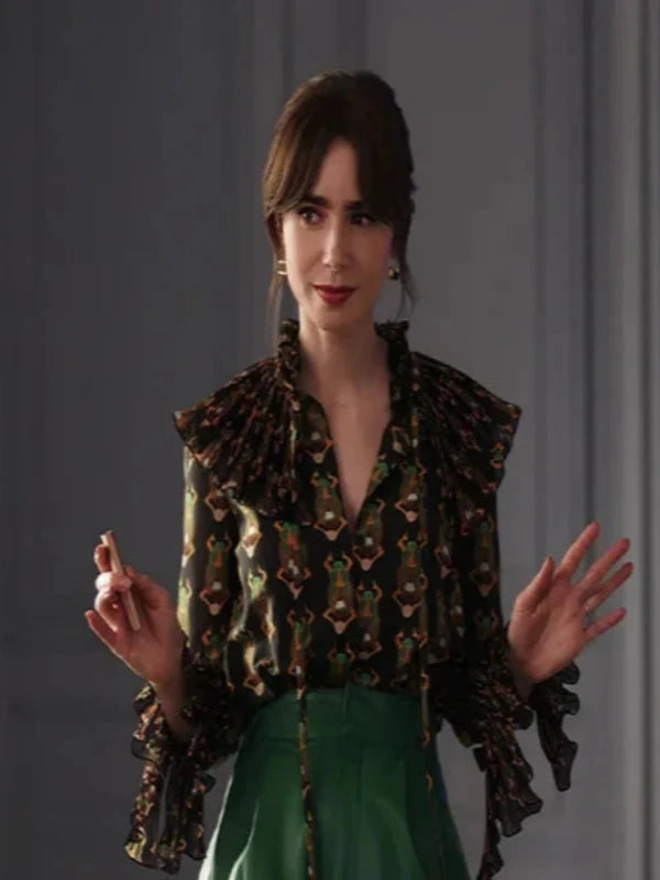 Emily In Paris S4 Lily Collins Print Cape Coat