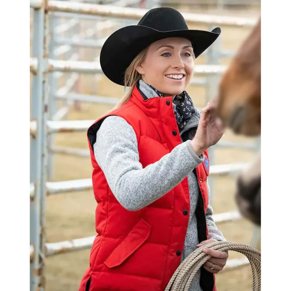 Amber Marshall Heartland gesteppte rote Daunenweste