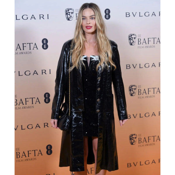 Margot Robbie BAFTA Awards Leather Coat