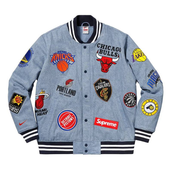 Supreme X Nike/NBA Teams Warm-Up Blue Varsity Jacket