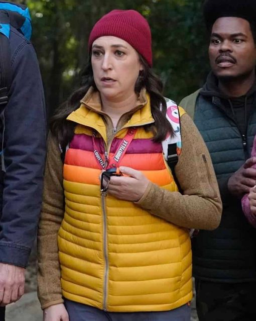 Call Me Kat Season 3 Mayim Bialik Yellow Striped Vest