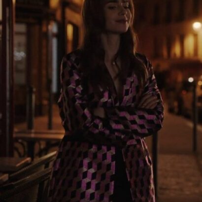 Emily In Paris Season 3 Lily Collins Printed Coat