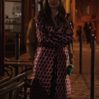 Emily In Paris Season 3 Lily Collins Printed Coat