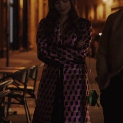 Emily In Paris Season 3 Lily Collins Printed Coat