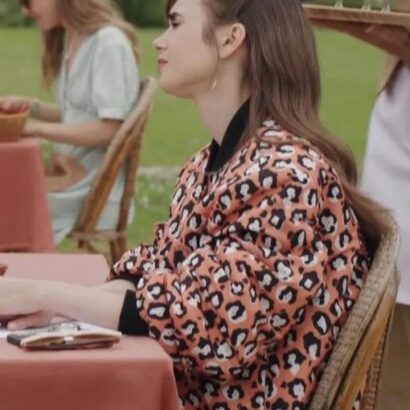 Lily Collins Emily In Paris S03 Orange Bomber Jacket