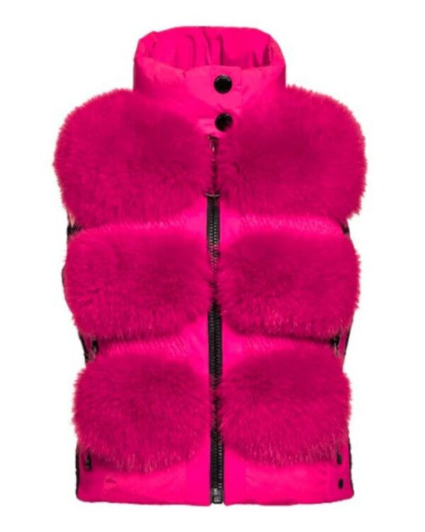 Lindsay Lohan Falling for Christmas 2022 Pink Vest