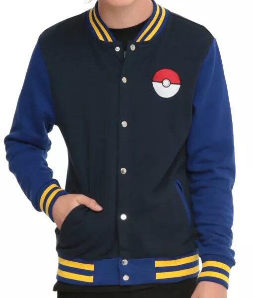 Pokemon Go Trainer Logo Blue Letterman Varsity Jacket