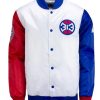 Detroit Pistons 313 White Varsity Satin Jacket