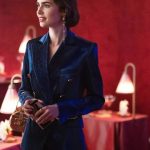 Emily In Paris S03 Emily Cooper Velvet Blue Blazer