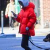 Emily Ratajkowski Red Puffer Hooded Jacket