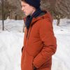 Snow Day 2022 Hal Brandston Orange Puffer Jacket