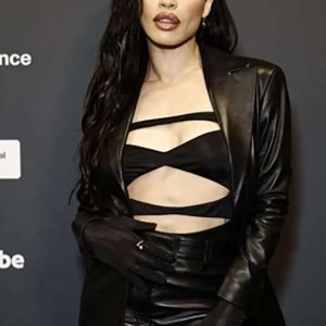 Cleopatra Coleman Infinity Pool Movie Event Leather Blazer