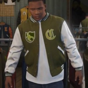 GTA V LS Pounders Bomber Green Letterman Jacket