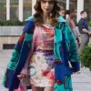 Emily In Paris S02 Lily Collins Blue Printed Coat