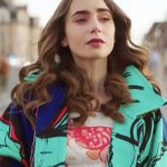 Emily In Paris S02 Lily Collins Blue Printed Coat