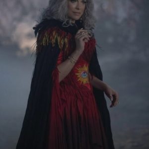 Hannah Waddingham Hocus Pocus 2 Black Cloak Coat