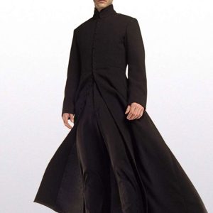 Neo Matrix Keanu Reeves Black Trench Coat