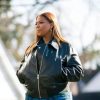 Robyn McCall The Equalizer Black Bomber Leather Jacket