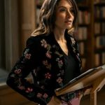 Sex/Life S02 Sarah Shahi Floral Black Jacket