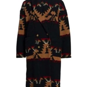 Yellowstone S05 Beth Dutton Black Printed Coat