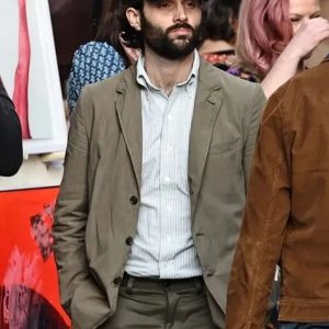 You S04 Penn Badgley Grey Blazer