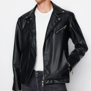 Men's Lambskin Winter Jacket - Black Biker jacket