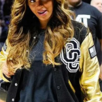 Opening Ceremony Beyonce Black and Golden Letterman Jacket