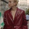 Emily In Paris S03 Camille Maroon Leather Blazer