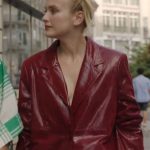 Emily In Paris S03 Camille Maroon Leather Blazer