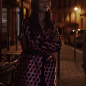 Emily In Paris S03 Emily Cooper Pink Printed Coat