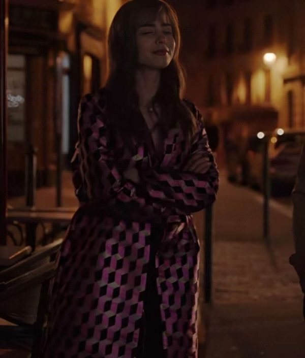 Emily In Paris S03 Emily Cooper Pink Printed Coat