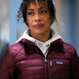 911 Lone Star Gina Torres Maroon Puffer Jacket