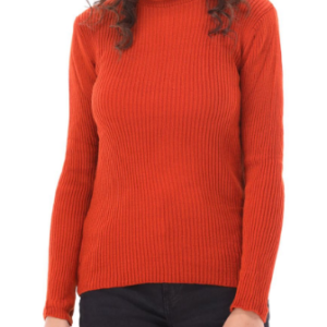 Women Burgundy High Neck Sweater