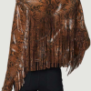 Womens Snake Skin Fringe Leather Jacket