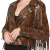 Womens Snake Skin Fringe Leather Jacket